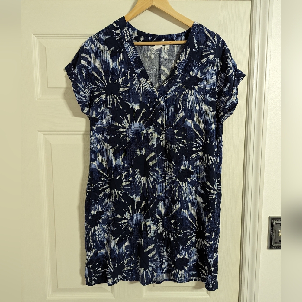 Gap Women's blue and white floral sheath dress size medium petite POCKETS